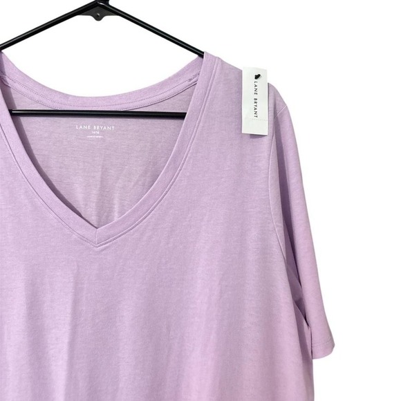Lane Bryant Shirt Womens Size 14/16 V Neck Short Sleeve Top Light Purple NEW - Picture 2 of 4